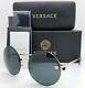 New Versace Sunglasses Ve2176 125287 59mm Gold Grey Authentic Rimless Round 2176