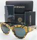 New Versace Sunglasses Ve4353 528387 51mm Baroque Yellow Grey Authentic Cat Eye