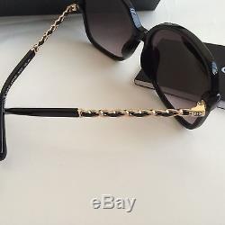 NIB CHANEL 5210Q 501/3c Black/Gold Leather Chain Sunglasses Frames