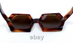 NOSTALGIA 50s SUNGLASSES MID-CENTURY AMBER THICK ACETATE FRAME ITALY PARTY