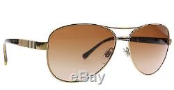 NWT Burberry Sunglasses BE 3080 1145/13 Gold / Brown Gradient 59 mm 114513 NIB