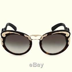 NWT PRADA Minimal Baroque Butterfly Cat Eye Tortoise Frame Black Arm Sunglasses