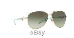 NWT TIFFANY & CO. Sunglasses TF 3034 60213M Pale Gold / Green Gradient 60 mm NIB