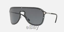 NWT VERSACE Sunglasses VE 2180 1000/87 Silver Black / Gray 44 mm 100087 NIB