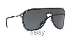 NWT VERSACE Sunglasses VE 2180 1000/87 Silver Black / Gray 44 mm 100087 NIB