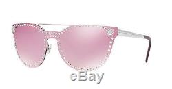 NWT Versace Sunglasses VE 2177 1000/7V Silver / Mirrored Pink 45 mm 10007V NIB