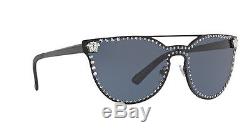 NWT Versace Sunglasses VE 2177 1009/87 Matte Black Silver / Gray 45mm 100987 NIB