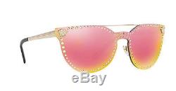 NWT Versace Sunglasses VE 2177 12524Z Pale Gold / Grey Rose Mirror 45 mm NIB