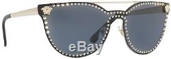 NWT Versace Sunglasses VE 2177 1252/87 Pale Gold Black / Grey 45 mm 125287 NIB