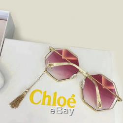 New Authentic Chloe Poppy Gold Havana / Gradient Pink Octagonal Women Sunglasses