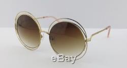 New Authentic Chloe Sunglasses Carlina CE114S Gold Transparent Brown Peach