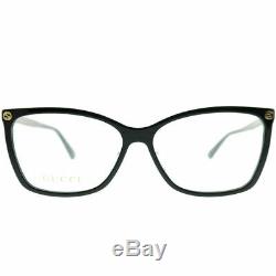 New Authentic Gucci GG0025O 001 Black Plastic Rectangle Eyeglasses 56mm