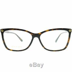 New Authentic Gucci GG0025O 002 Dark Havana Plastic Rectangle Eyeglasses 56mm