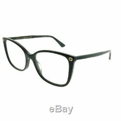 New Authentic Gucci GG0026O 001 Black Plastic Square Eyeglasses 53mm