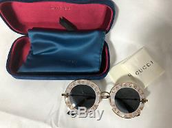 New Authentic Gucci GG0113S Round Sunglasses L'Aveugle Par Amour Gray Lens