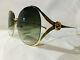 New Authentic Gucci Gg0225s 002 Gold Oversize Women Sunglasses Green Lens