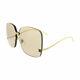 New Authentic Gucci Gg0352s 002 Gold Metal Square Sunglasses Light Brown Lens