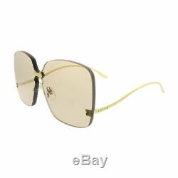 New Authentic Gucci GG0352S 002 Gold Metal Square Sunglasses Light Brown Lens