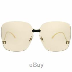 New Authentic Gucci GG0352S 002 Gold Metal Square Sunglasses Light Brown Lens