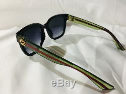 New Authentic Gucci Sunglasses GG0034S Women's Black Green Square Gray Lens