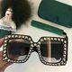 New Authentic Gucci Sunglasses Gg0145s Black Frames Gray Lens Oversize