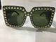 New Authentic Gucci Sunglasses Gg0145s Green Frames Gray Lens Oversize