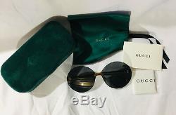 New Authentic Gucci Sunglasses GG0353S Women's Black Oversized Gray Lens