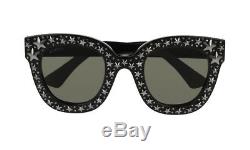New Authentic Gucci Sunglasses GG116S Women's Black Bling Star Frames Gray