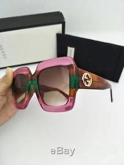 New Authentic Gucci Sunglasses GG178S Women's Pink Oversized Square