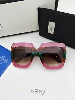 New Authentic Gucci Sunglasses GG178S Women's Pink Oversized Square