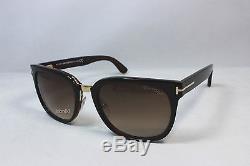 New Authentic TOM FORD ROCK TF290-01F Shiny Black Gold/Brown Gradient Sunglasses