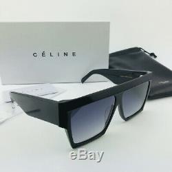New CELINE CL40030F Black Gray Square Rectangular Sunglasses Eyewear Women