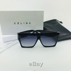 New CELINE CL40030F Black Gray Square Rectangular Sunglasses Eyewear Women