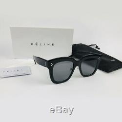 New CELINE CL41444/S 06Z2M Black Gray Kim Square Sunglasses Eyewear Women