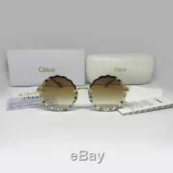 New CHLOE CE142S Rosie Petite Flower Gold Brown Eyewear Sunglasses Women