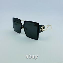 New CHRISTIAN DIOR 30 MONTAIGNE Black Gold Gray Square Sunglasses Eyewear Women