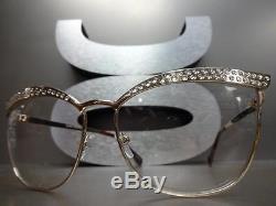 New CLASSIC VINTAGE RETRO CAT EYE Style Clear Lens EYE GLASSES Gold Metal Frame
