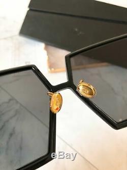 New Christian Dior Oversize Square Sunglasses 30Montaigne 8072K Black/Gold Women