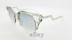 New Fendi sunglasses Cat Eye FF0041/S 27C 52mm Crystal Grey Gradient AUTHENTIC