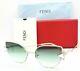 New Fendi Sunglasses Cat Eye Ff0242/s Vgv 52mm Silver Green Gradient Authentic