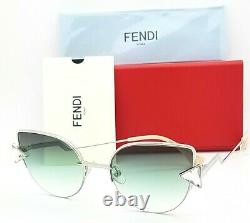 New Fendi sunglasses Cat Eye FF0242/S VGV 52mm Silver Green Gradient AUTHENTIC