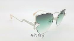 New Fendi sunglasses Cat Eye FF0242/S VGV 52mm Silver Green Gradient AUTHENTIC