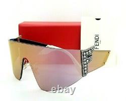 New Fendi sunglasses FF0382/S J5GUE Rhinestone F Rose Gold Mirror Shield