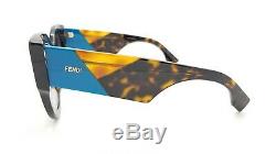 New Fendi sunglasses FF 0264/S 0086 51mm Tortoise Blue Gold Mirror AUTHENTIC