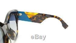 New Fendi sunglasses FF 0264/S 0086 51mm Tortoise Blue Gold Mirror AUTHENTIC
