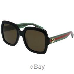 New Gucci 54mm Black Frame Brown Lenses Women's Sunglasses GG0036S-002