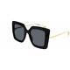 New Gucci Black & Grey Gold Square Women's Sunglasses Gg0435s-001