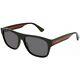 New Gucci Black & Red Acetate Rectangular Frame Men's Sunglasses Gg0341s-001