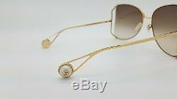 New Gucci Butterfly sunglasses GG0252S 003 63 Gold Brown Gradient AUTHENTIC 252S