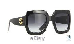 New Gucci GG0053S 001 Black Frame Gray Lens Square Sunglasses 54mm